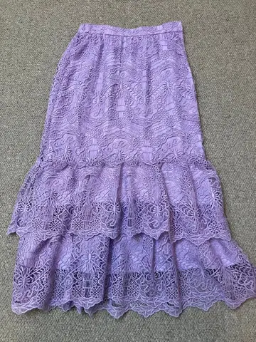 그레이스 콘티넨탈 롱 라벤더 레이스 프릴 스커트 36 S