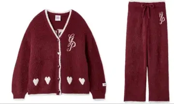 젤라또피케 라메 페더 가디건 & 롱 팬츠 세트 레드