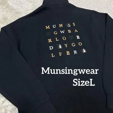 먼싱웨어 하프 지퍼 로고 자수 백 자수 블랙 여성용 L