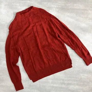 새상품급 무인양품 울야크 혼방 니트 스웨터 레드 L 루즈핏 긴팔