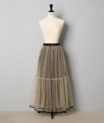 페일 쥬트 도트 튤 스커트