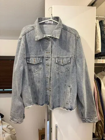 미키 자수 데님 자켓