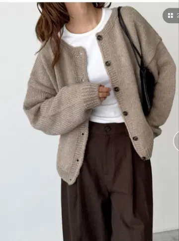 CANAL JEAN El mar 알파카 혼방 크루넥 가디건