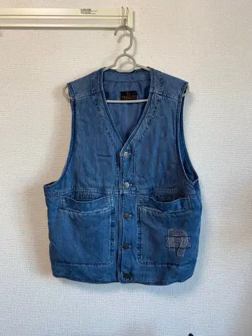 Santa fe 산타페 데님 베스트 두꺼운 원단 자수 구제 의류 90년대