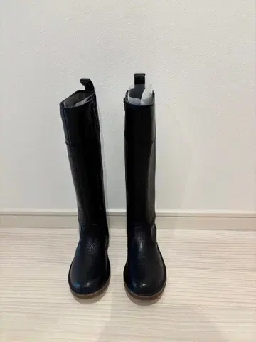 블랙 가죽 롱 부츠