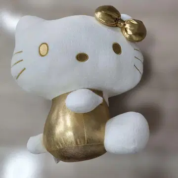 헬로키티 봉제 인형 골드 리본