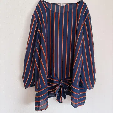 maurices 네이비 오렌지 스트라이프 블라우스