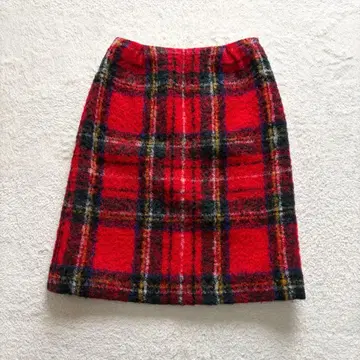 M'S GRACY 복슬복슬 타탄 체크 스커트 38 빨간색