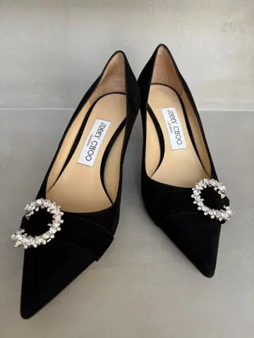 JIMMY CHOO 블랙 스웨이드 하이힐 비쥬