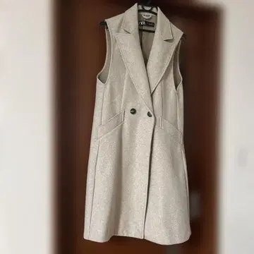 ZARA 베이지 더블 버튼 롱 베스트