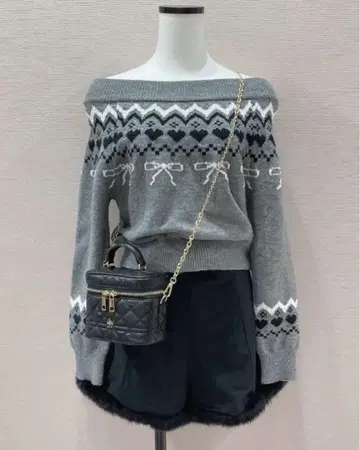 AnMILLE 라메 노르딕 무늬 니트