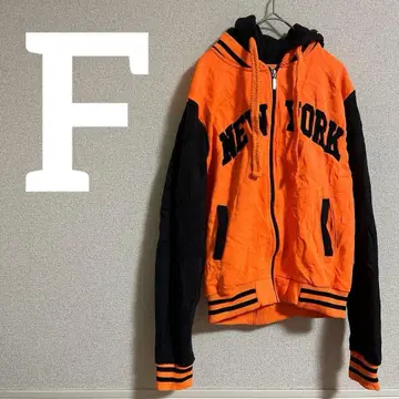 가격 인하 환영 NEW YORK 후드 부착 후드티 오렌지 블랙 남녀 공용