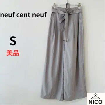 누프송누프 나일론 100% 하이웨스트 와이드 팬츠 리본 벨트 36