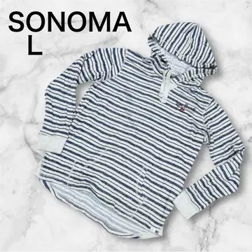 SONOMA 스트라이프 후드 부착 후드티 L