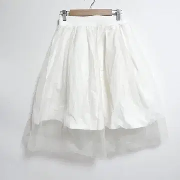 A452 FRAY I.D 플레어 스커트 레이스 L 화이트 드레스풍