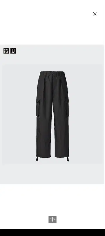UNIQLO U 와이드 핏 파라슈트 카고 팬츠 size:L 블랙
