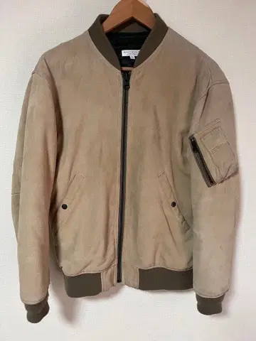 베이지 스웨이드 MA-1 자켓 염소 가죽