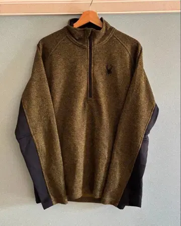 SPYDER 스파이더 구제 의류 올리브 그린 하프 지퍼 스웨터