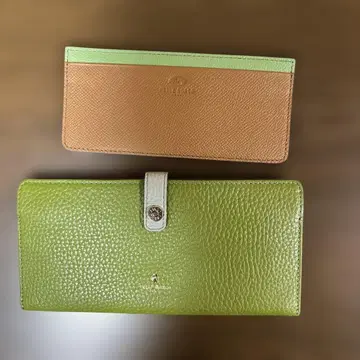 가죽 장지갑 그린 컬러 그레이