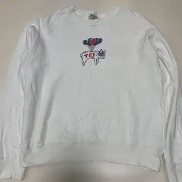 개와 풍선 프린트 화이트 맨투맨