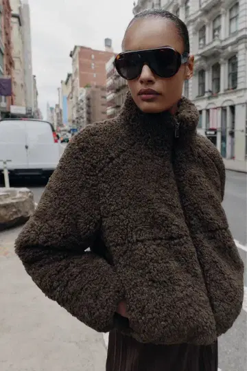 새상품 ZARA 보아 포함 보온 아노락 L 아우터 보아 브라운