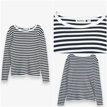 [ BEAMS BOY ] 빔즈 보이 1cm 보더 롱 티셔츠