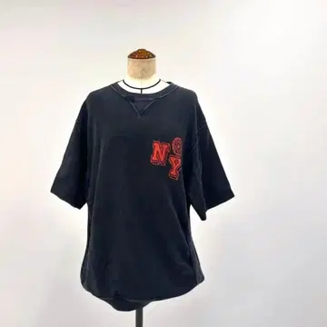 Champion NY 로고 자수 반팔 T셔츠 다크 그레이