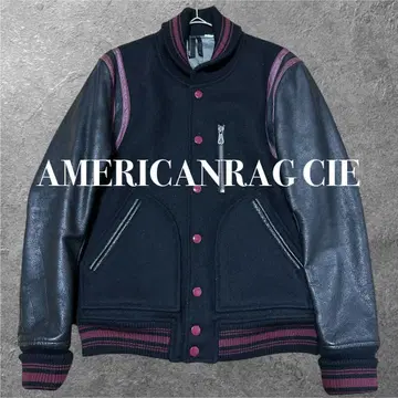 AMERICANRAG CIE 아메리칸 러그지 바시티 자켓 소매 가죽 블랙