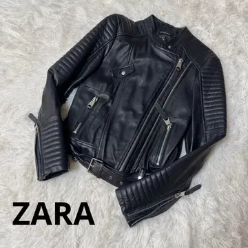 ZARA TRF 천연 가죽 라이더 자켓 M 블랙 시어링 가죽