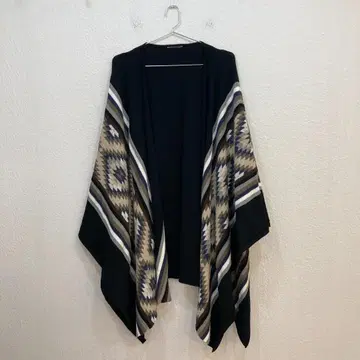 니트 판초 가디건 겉옷 블랙 블랙 [ F ]