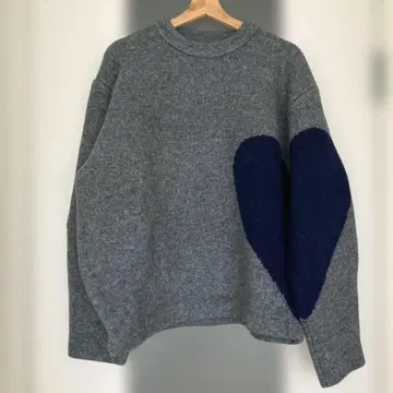 NKNIT 하트 패턴 니트 스웨터 그레이 네이비