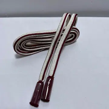 허리띠 순수 실크 화이트/크림슨 꼬임 장식 이자와야 M 미사용품