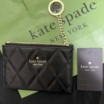 케이트 스페이드 코인 케이스 카드 홀더 가죽 블랙 퀼팅