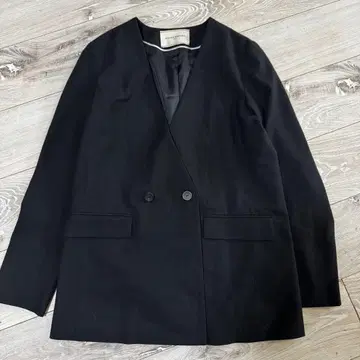 UNITED ARROWS 노카라 자켓 블랙 울 혼방