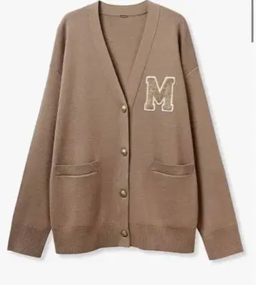 Mila Owen 아플리케 디자인 금장 버튼 V넥 니트 가디건