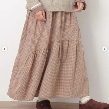 사만사 모스모스 체크 무늬 변형 캉캉 스커트 핑크