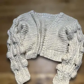페이지 보이 케이블 짜임 크롭 가디건