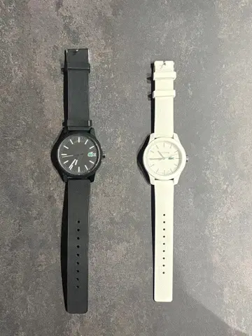 LACOSTE 화이트 블랙 페어 아날로그 시계