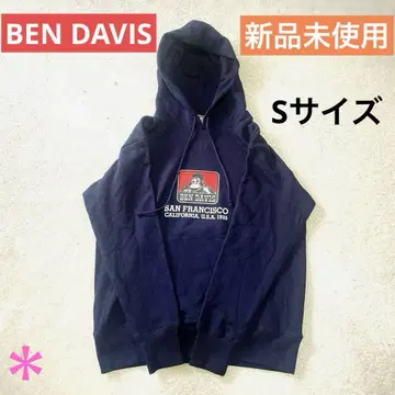 택 포함 새상품 BEN DAVIS 로고 후드티 네이비 S 면100%