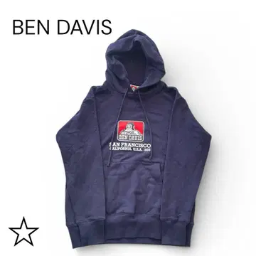 택 포함 새상품 BEN DAVIS 로고 후드티 네이비 S 면100%