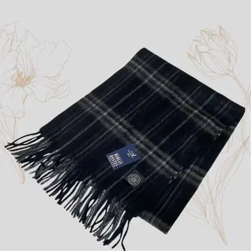 미사용 택 포함 morgan&oates 캐시미어 머플러 체크 무늬