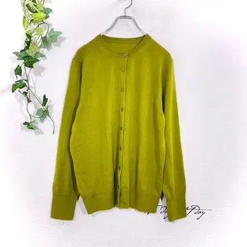 무인양품 가디건 XL 울 100% 피스타치오 그린 쉘 버튼