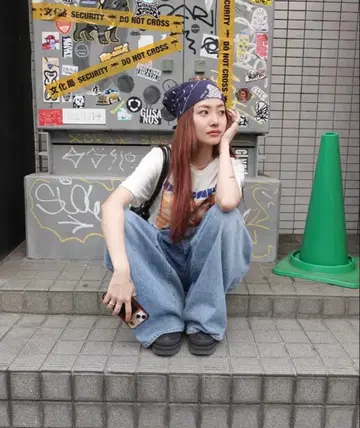 TEEN BOOP 더블 턱 보이즈 데님/블루/M