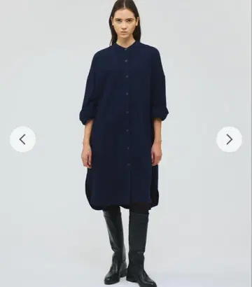 mizuiro ind 스탠드 카라 셔츠 원피스