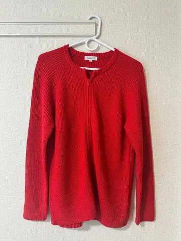 ELEMENT OF SIMPLE LIFE 레드 니트 지퍼