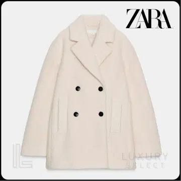ZARA 부클레 더블 브레스트 미디 기장 코트