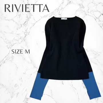 리비에타 바이컬러 쿨 스타일 세련된 성숙 캐주얼 긴팔 니트 M 고품질