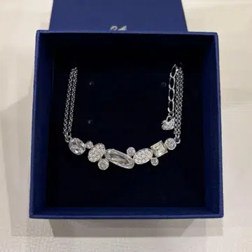 스와로브스키 실버 클리어 2연 빅 사이즈 목걸이