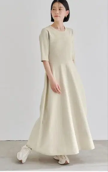 titivate 하프 슬리브 리브 디자인 니트 원피스