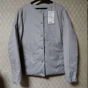 무인양품 경량 다운 포켓터블 노카라 자켓 라이트 베이지 XL